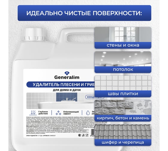 Удалитель плесени и грибка для дома и дачи Generalim концентрат, 3 л GNR0037