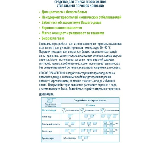 Стиральный порошок NORDLAND ECO 1.8 кг 392401