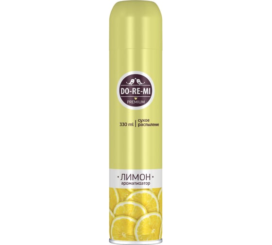 Освежитель воздуха аэрозольный с сухим распылением DO-RE-MI 330мл Лимон, ш/к 27571 701289 1