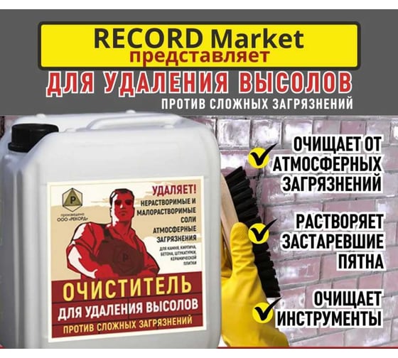 Очиститель для удаления высолов РЕКОРД 10 л УВ03