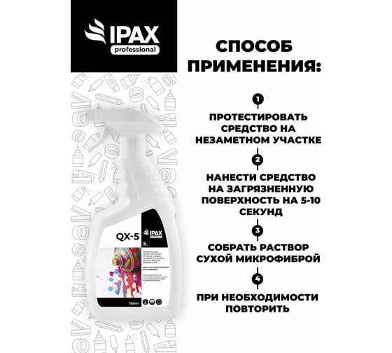Профессиональное средство для удаления граффити и следов маркера IPAX QX-5 750 мл, триггер, готовый раствор QX5-0,75T-2693