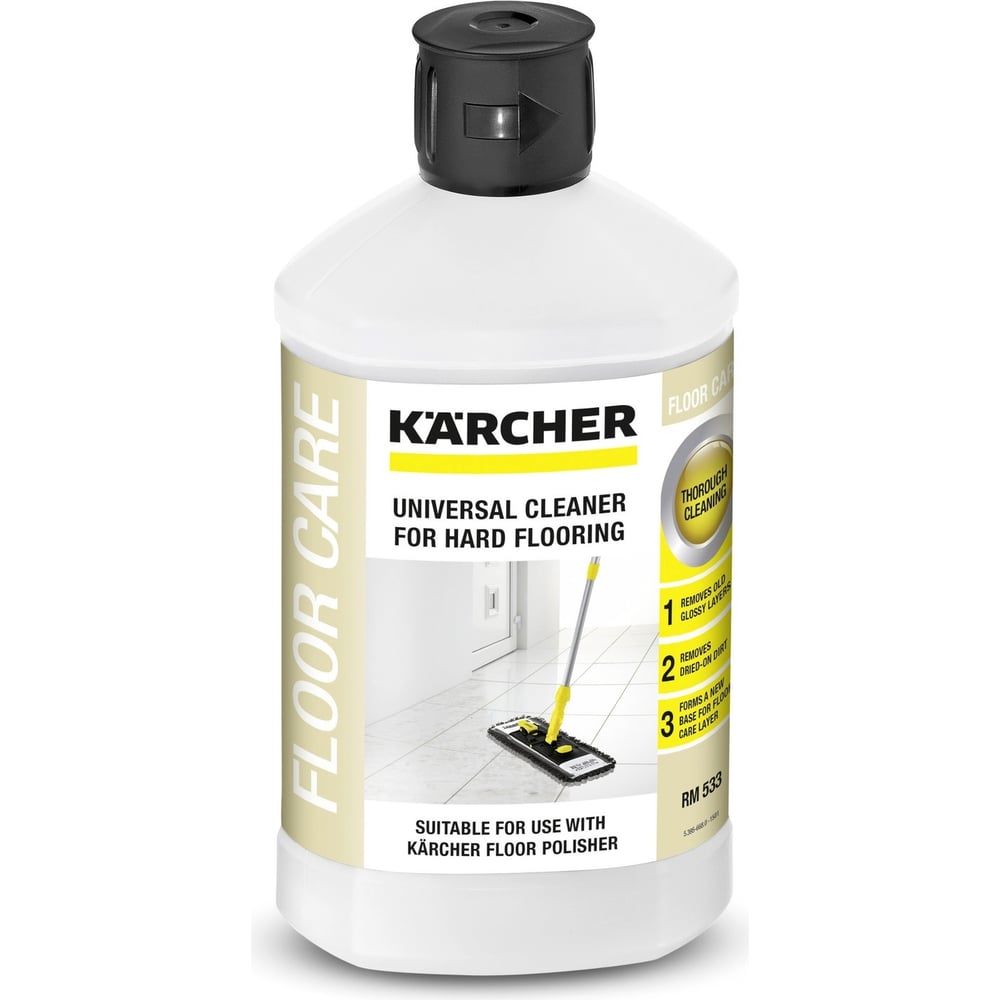 Средство для чистки твердых напольных покрытий Karcher RM 533 1 л, для  полотера FP 303 6.295-775.0 - выгодная цена, отзывы, характеристики, фото -  купить в Москве и РФ