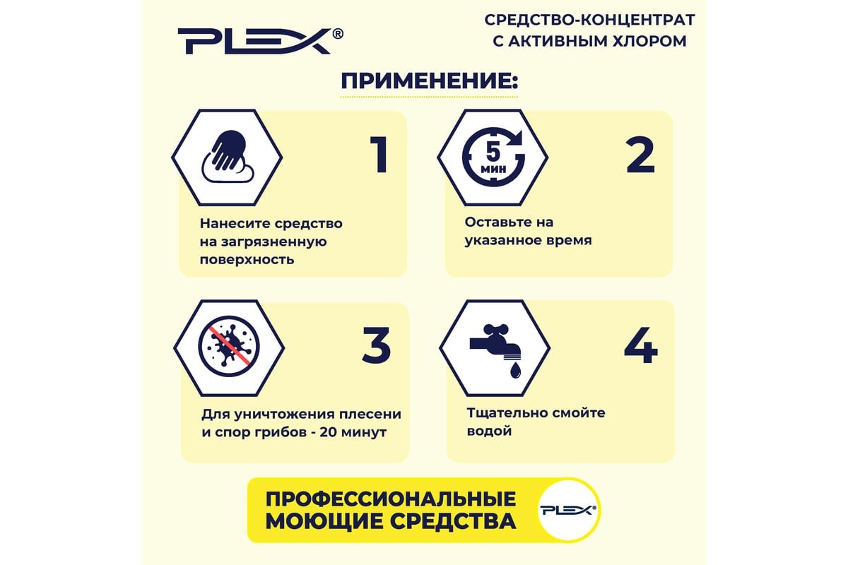 Средство для санитарной обработки оборудования PLEX с активным хлором, 5 л  УТ000005591