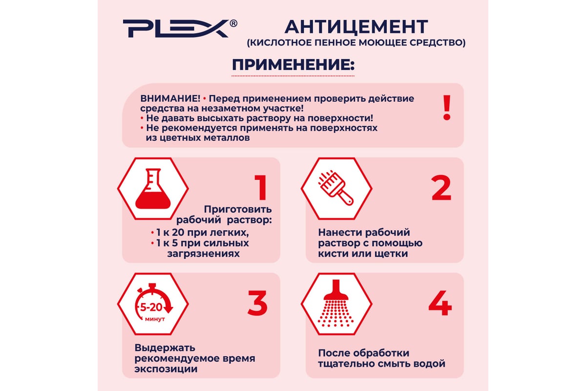 Кислотное средство для удаления цемента PLEX Антицемент 5 л УТ000005599 -  выгодная цена, отзывы, характеристики, фото - купить в Москве и РФ