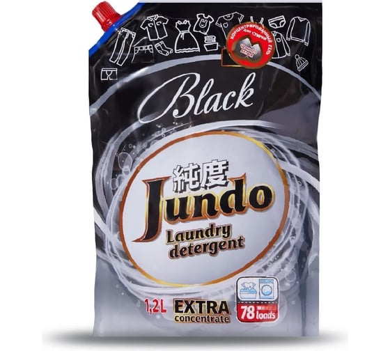 Концентрированный гель для стирки черного белья Jundo Black 78 стирок, 1200 мл 4903720020159 1