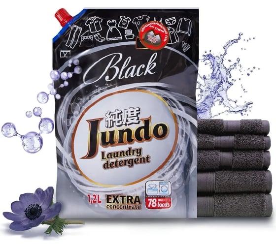 Концентрированный гель для стирки черного белья Jundo Black 78 стирок, 1200 мл 4903720020159