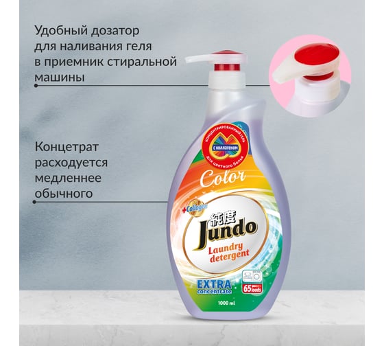 Концентрированный гель для стирки цветного белья Jundo Color 65 стирок, 1 л 4903720020074