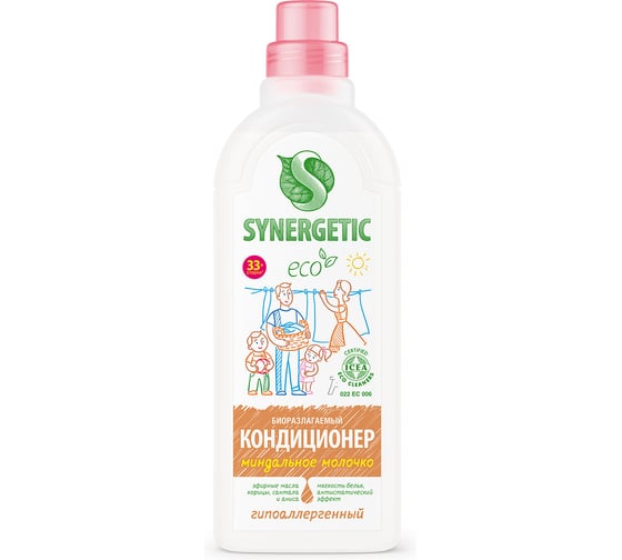 Кондиционер для белья SYNERGETIC МИНДАЛЬНОЕ МОЛОЧКО 1 л 4623721671432 110101 110101/8