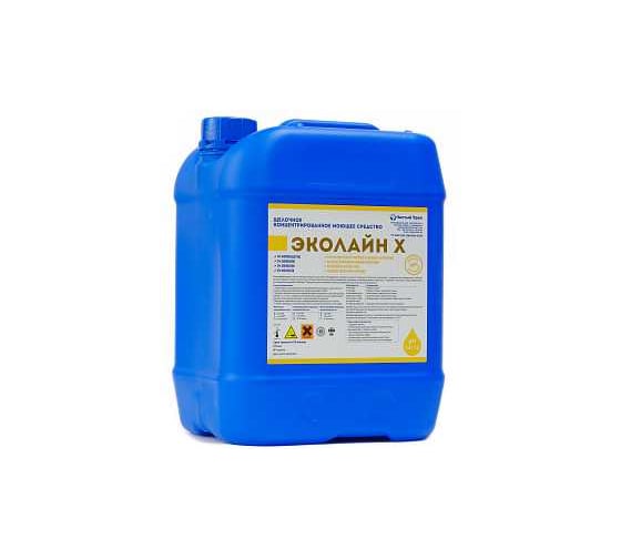 Концентрированное жидкое щелочное пенное моющее средство на основе активного хлора Чистый Урал Эколайн Х (хлор) 5л 4631175913862 1