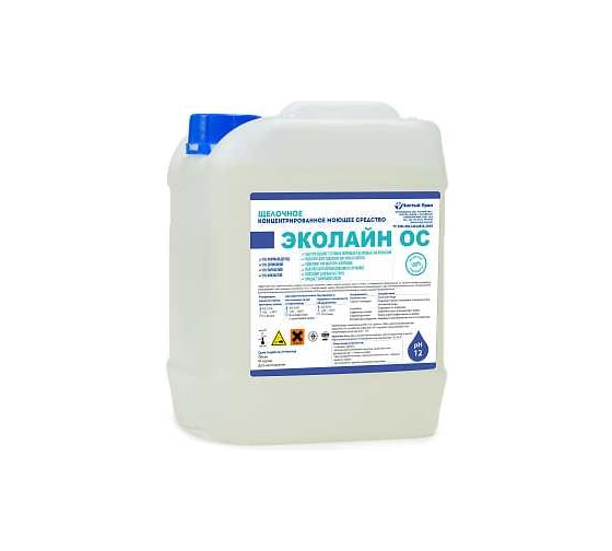 Концентрированное жидкое щелочное низкопенное моющее средство для стирки и отбеливания рабочей одежды Чистый Урал Эколайн ОС 10л 4631175913756 1