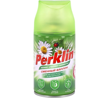Сменный баллон Perklin 250мл, Лесная свежесть, для автоматических освежителей, универсальный 609799