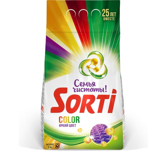 Стиральный порошок автомат SORTI 3кг (Сорти) Color, ш/к 13821 602062