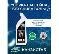 Химия для бассейна КЕНАЗ КАНЗИСТАБ без слива воды, уборка бассейна от налета, известковых отложений, чистка фильтра, 0.8 л 809400