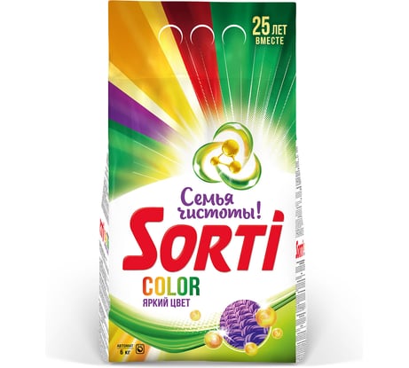 Стиральный порошок-автомат SORTI Color яркий цвет, ЧЕСТНЫЙ ЗНАК, ш/к 6кг 13845 702645