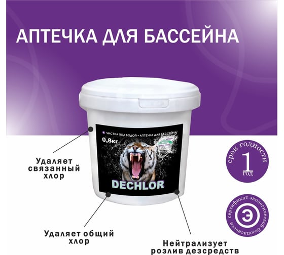 Гранулы для дехлорирования воды КЕНАЗ ДЕХЛОР 0.8 кг 809677