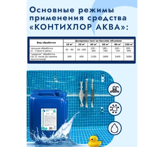 Жидкий хлор для бассейна ООО Континен КОНТИХЛОР-АКВА 30 л 1977712043344 00-00002351 00-00006793