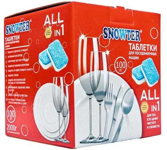 Таблетки для посудомоечных машин бело-синие SNOWTER 100 шт. TBPOMSWB100SN