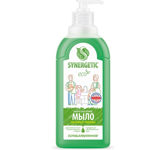 Жидкое биоразлагаемое мыло для мытья рук и тела Synergetic Луговые травы 500 мл 4613720438976 105053/14