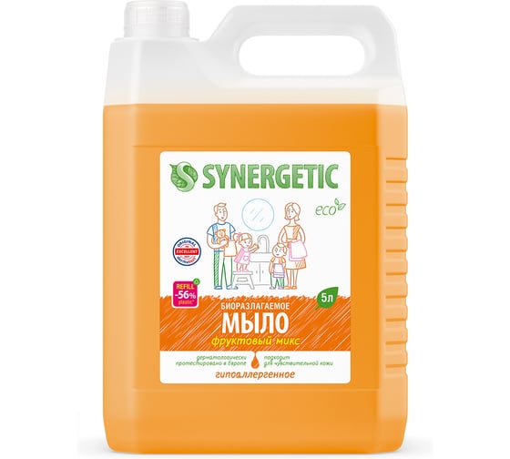 Жидкое мыло Synergetic Фруктовый микс, 5 л 4623722258434 105502