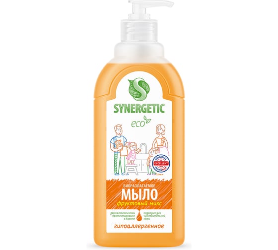 Жидкое мыло Synergetic Фруктовый микс, дозатор, 500 мл 4623722258427 105055 105055/14