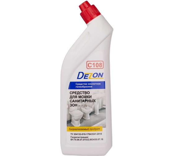Гель для мойки санитарных зон, кислотное DEZON Дезон C108 0.75 кг, со скошенным носиком, готовое средство C108-075
