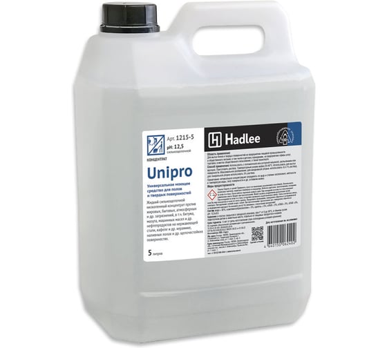 Щелочной низкопенный концентрат для полов и твердых поверхностей Hadlee Unipro 5л 1215-5