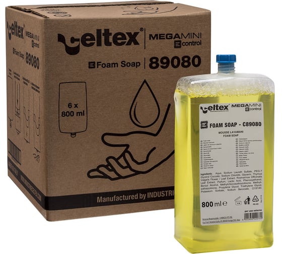 Пенное мыло Industrie Celtex Foam Soap, 6 картриджей х 800 мл C89080