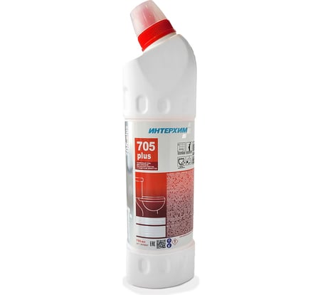 Усиленный гель для глубокой кислотной очистки ИНТЕРХИМ 705 PLUS с защитным эффектом, 0.75 л ih70647