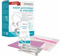 Набор для ухода за утюгами и паровыми станциями BREZO очиститель накипи+карандаши для чистки подошвы+сетка для глажения+салфетка 97073