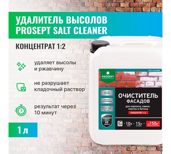 Удалитель высолов с минеральных поверхностей PROSEPT SALT CLEANER, 5л, концентрат 1:2, 021-5