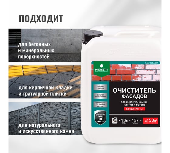 Удалитель высолов с минеральных поверхностей PROSEPT SALT CLEANER, 5л, концентрат 1:2, 021-5