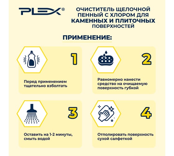 Очиститель каменных и плиточных поверхностей PLEX щелочной, пенный, 500 мл УТ000003933