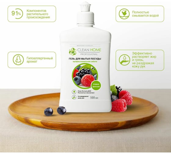 Гель для мытья посуды CLEAN HOME Ягодная фантазия 500 мл 563