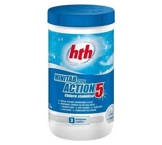 Многофункциональные таблетки стабилизации хлора HTH 5 в 1 MINITAB ACTION 5, 20 гр., 1.2 кг C800702H2 1
