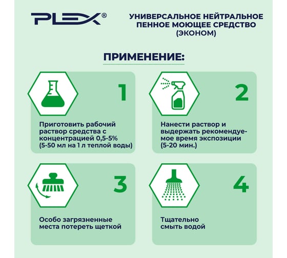 Средство для санитарной обработки поверхностей PLEX пенное, нейтральное, 5 л УТ000006268