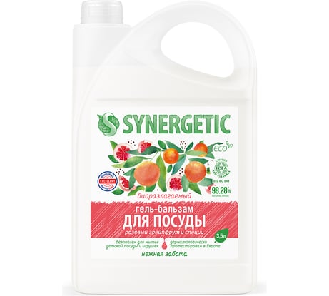 Гель-бальзам для мытья посуды SYNERGETIC Розовый грейпфрут и специи 3.5 л 103352