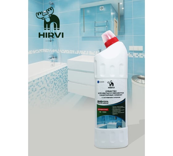 Средство для мытья и обработки санитарных комнат с активным хлором HIRVI Minty Smell Deodez 1 л 310а013