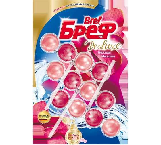 Туалетный подвесной блок BREF De Luxe твердый, 3 шт. х 50 г, Нежная магнолия 17258 606815