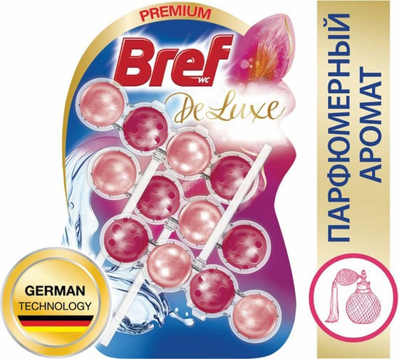 Туалетный подвесной блок BREF De Luxe твердый, 3 шт. х 50 г, Нежная магнолия 17258 606815