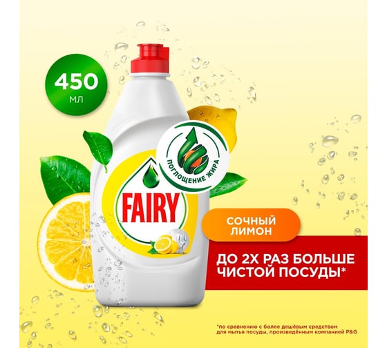 Средство для мытья посуды FAIRY 450 мл, Сочный лимон 603750 0001009733