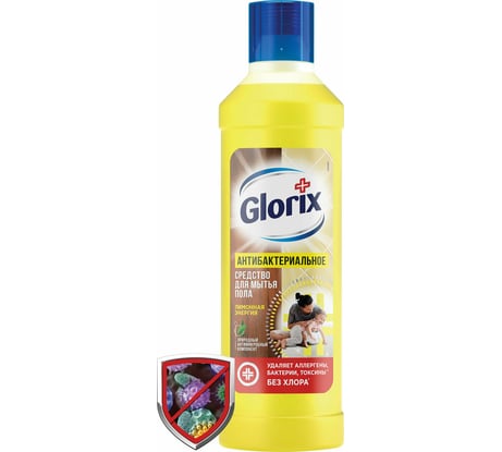 Средство для мытья пола GLORIX Лимонная Энергия дезинфицирующее, 1 л, без хлора 600952