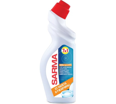 Чистящее средство для сантехники SARMA Антиржавчина, дезинфицирующее, 750 мл, убивает микробы 70681 603528