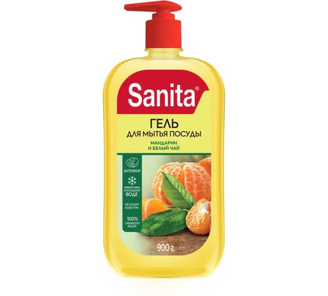 Гель для мытья посуды SANITA Мандарин и белый чай 900 г 23051 27861