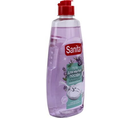 Гель для мытья посуды от засохшей пищи и жира SANITA Лаванда + розмарин 450 г 27859
