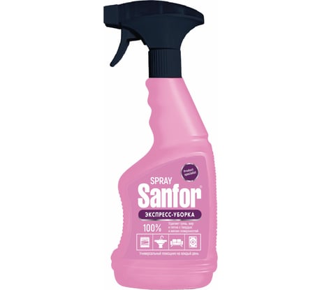 Чистящее средство-спрей для твердых и мягких поверхностей SANFOR ЭКСПРЕСС-УБОРКА 500 мл 8932
