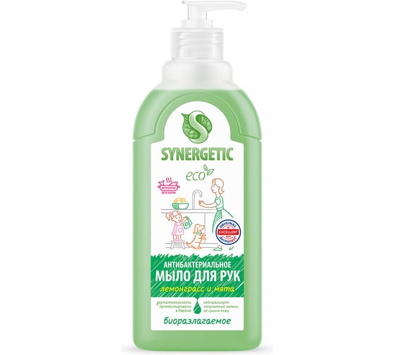 Жидкое антибактериальное мыло SYNERGETIC Лемонграсс и мята 0.5 л 105059