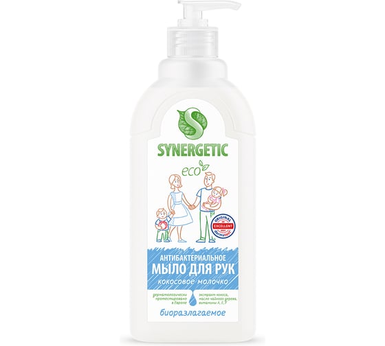 Жидкое антибактериальное крем-мыло SYNERGETIC Кокосовое молочко 0.5 л 105062