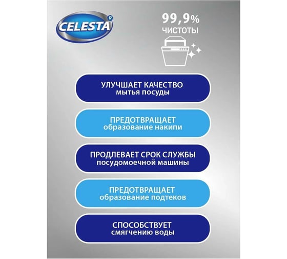Соль для посудомоечной машины Celesta 2кг в спайке 2шт 43952