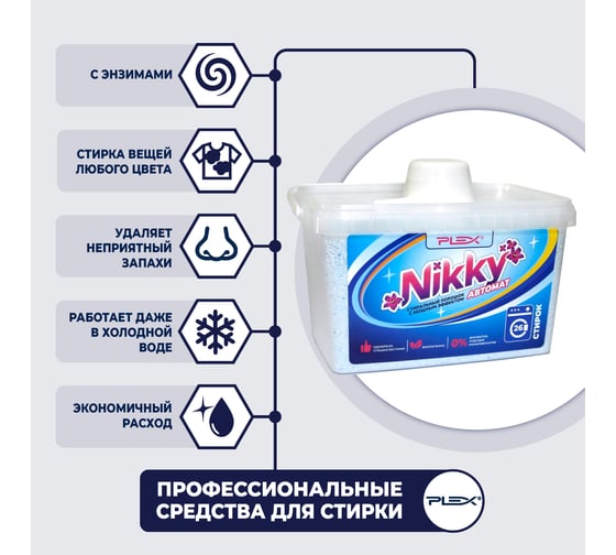 Порошок для стирки PLEX Nikky 2 кг УТ000004388