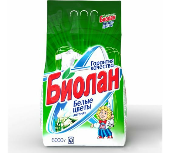 Стиральный порошок автомат БИОЛАН 6 кг, белые цветы 608514